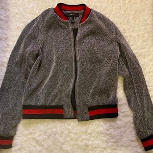 Silver glitter bomber jacket
